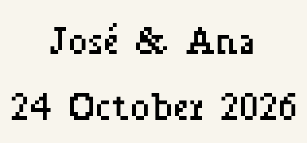 Names and a date in cross stitch lettering